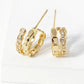 14k Gold Dipped CZ Pave Double Open Hoop Earrings