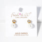 18k Gold Dipped Pearl Bead Drop Bezel Set CZ Post Stud Earrings