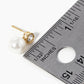 18k Gold Dipped Pearl Bead Drop Bezel Set CZ Post Stud Earrings