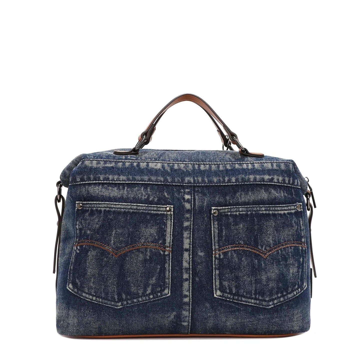 Butter-Flower Denim Satchel Hand Bag