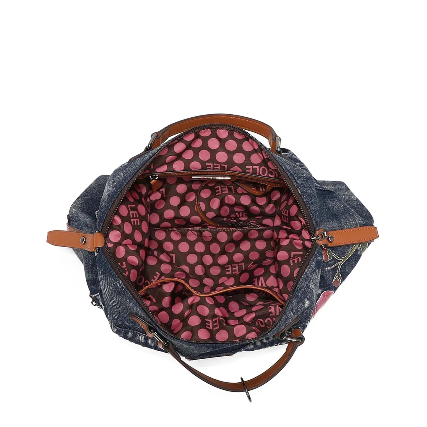 Butter-Flower Denim Satchel Hand Bag