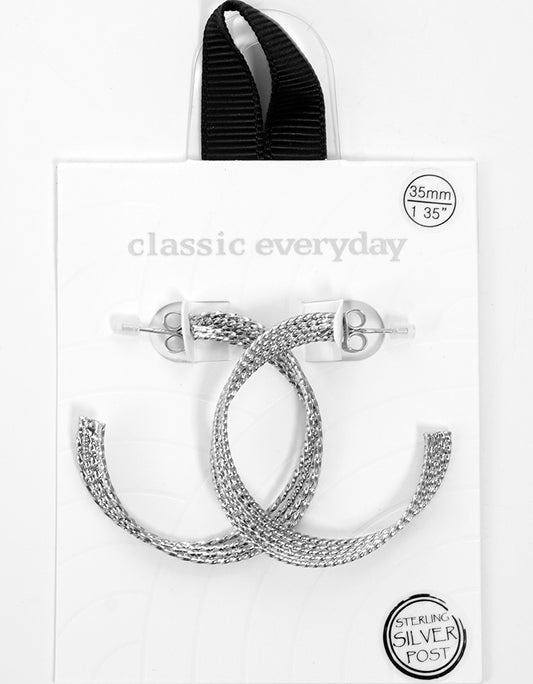 35mm sterling silver post hoop earrings