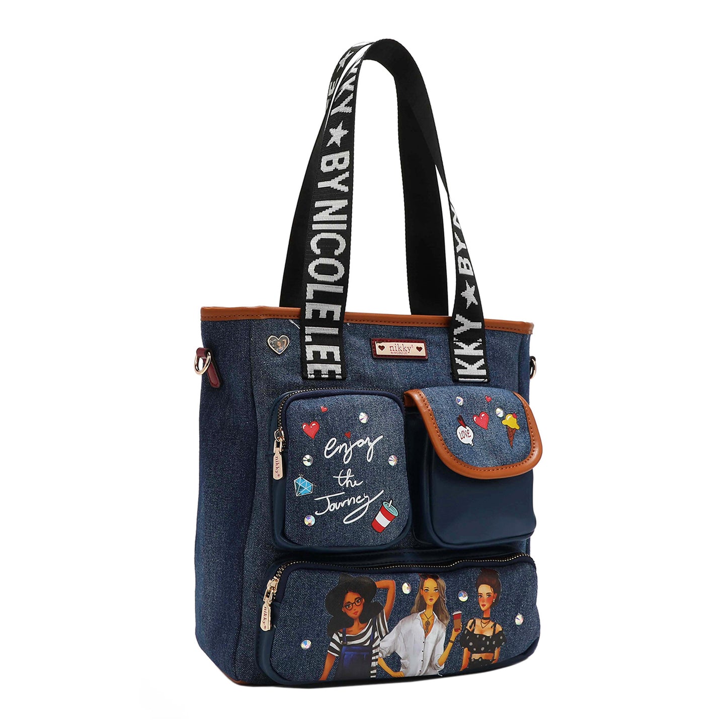 DENIM MULTI-POCKET TOTE BAG