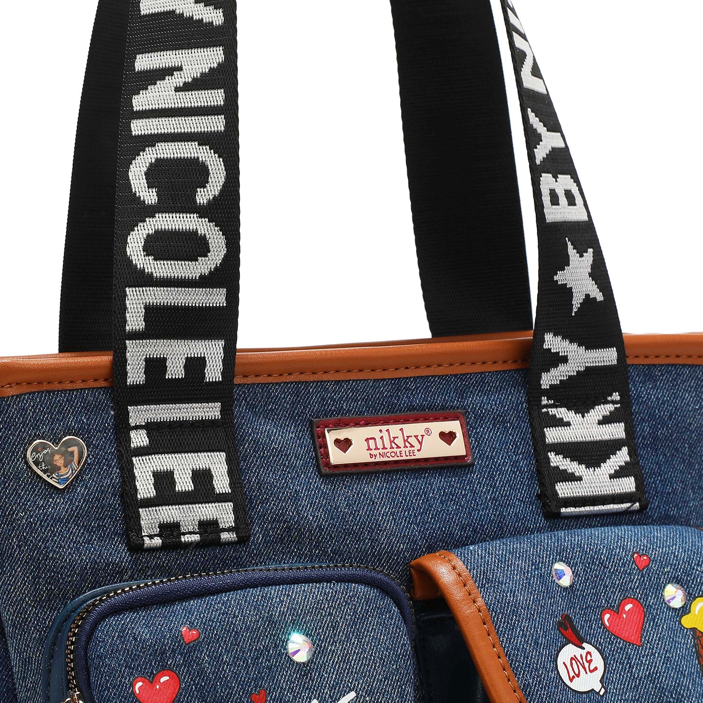 DENIM MULTI-POCKET TOTE BAG