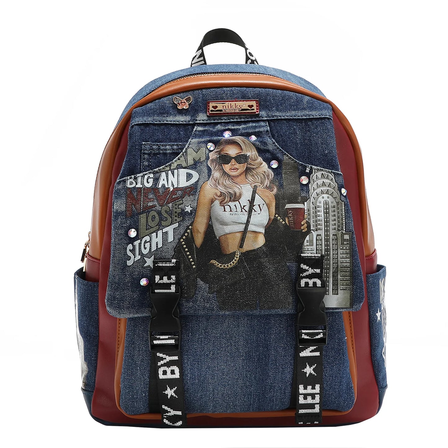 DENIM LARGE FLAP BACKPACK