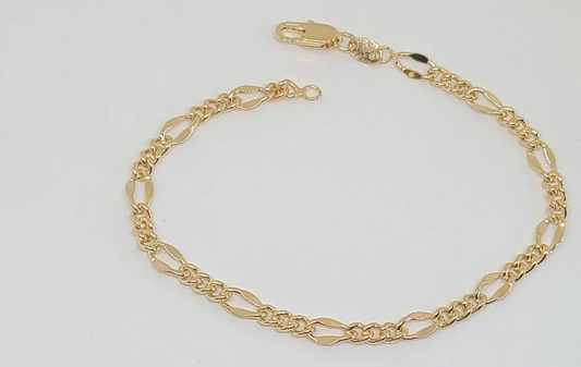 18K GOLD LAMINATE - 4.5MM ALTERNATIVE FIGARO BRACELET - 7.5