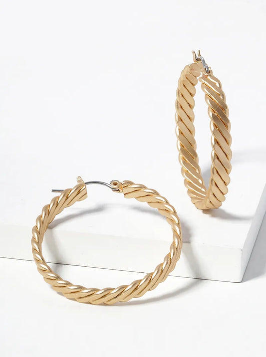 Twisted Metal 35mm Latch Back Hoop Earrings