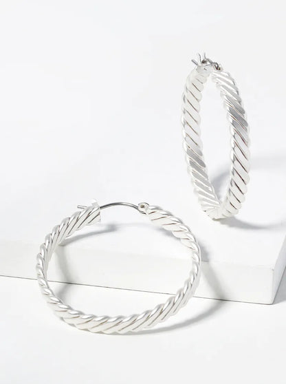 Twisted Metal 35mm Latch Back Hoop Earrings