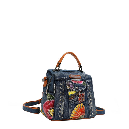 SMALL DENIM BACKPACK BUTTER-FLOWER