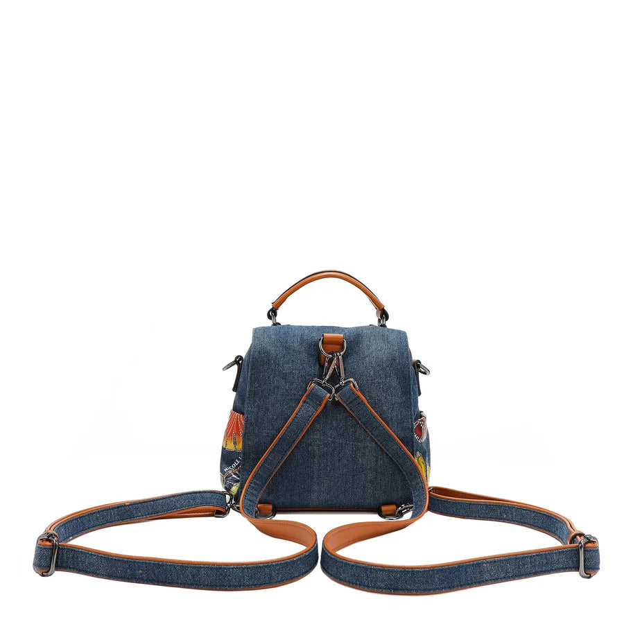 SMALL DENIM BACKPACK BUTTER-FLOWER