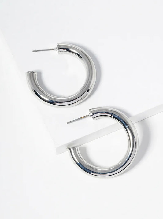 White Gold Dipped 30mm Bold Open Hoop Earrings