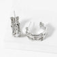 White Gold Dipped CZ Pave Claw Open Hoop Earrings